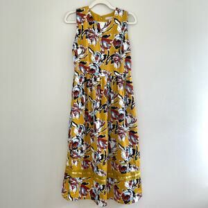 Chelsea 28 Size M Yellow Floral Maxi Dress Sleeveless Ribbon Detail
